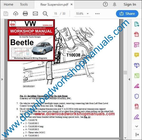 VW Volkswagen Beetle Service Manual pdf