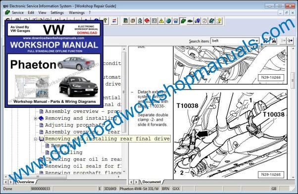 VW Volkswagen Phaeton Repair Manual