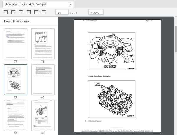 Ford Aerostar engine section sample page