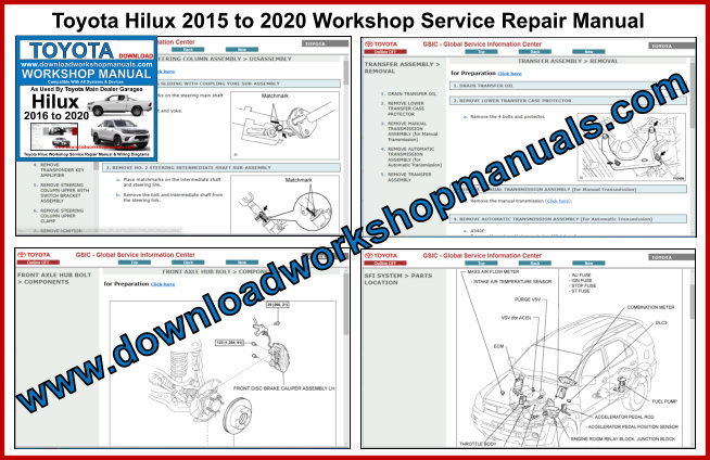 Toyota Hilux 2015 to 2020 Workshop Service Repair Manual